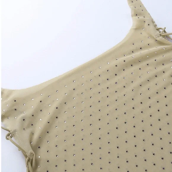 Canary Islands Beach Sparkle Rhinestone Getaway Mini Nude Bikini Coverup - Picture 9 of 11